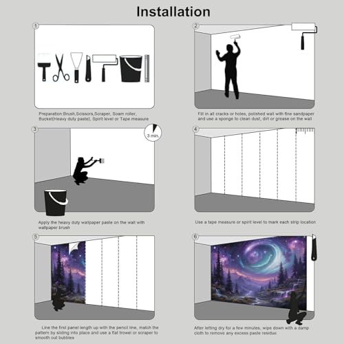 Papier peint panoramique violet vortex galactique décor mural luxe 3D - 8