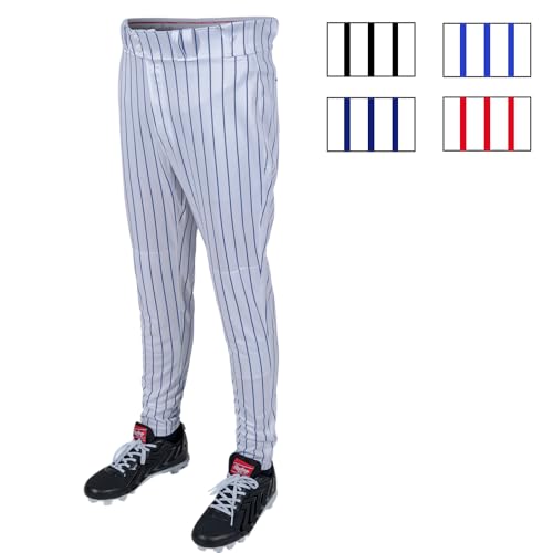 Image of Rawlings Men's Pro 150 Series Baseball Pants | Tapered Jogger Fit | Adult Sizes | Pinstripe | Multiple Colors