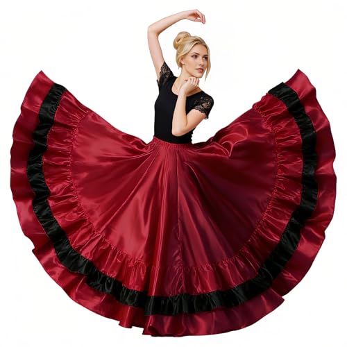 Balze: L'ampio orlo con balze stratificate cattura la luce con eleganza durante le rotazioni, mentre il tessuto morbido garantisce comfort durante gli intensi allenamenti di danza.