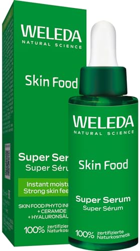 WELEDA Bio Skin Food Super Serum Naturkosmetik Gesichtspflege Serum mit Jojobaöl Hyaluronsäure & Rosmarin für intensive Feuchtigkeit Glow & Strong Skin Feeling (vegan 1x 30ml)