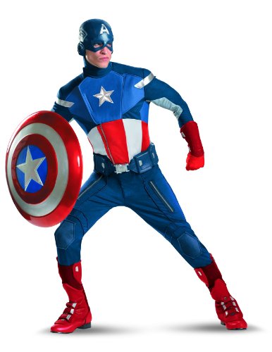 Disguise Costumes Captain America Avengers Theatrical Adult Costume, Red/White/Blue, X-Large