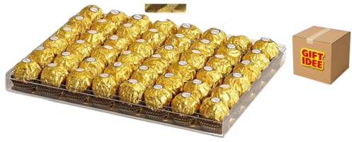 Ferraro Pralines Collection Fine Hazelnut Milk Chocolates Gift Box 48 Count Large Chocolate Box For Celebrations Birthdays Fathers Day Christmas Anniversary Thank you Gifts.