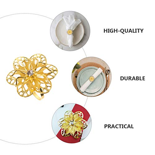 HEMOTON 24 stuks bloemenservettenringen legering goud servet gespen servetringen bloemen strass servethouder voor kerstdiner bruiloftsdecoratie - Image 8