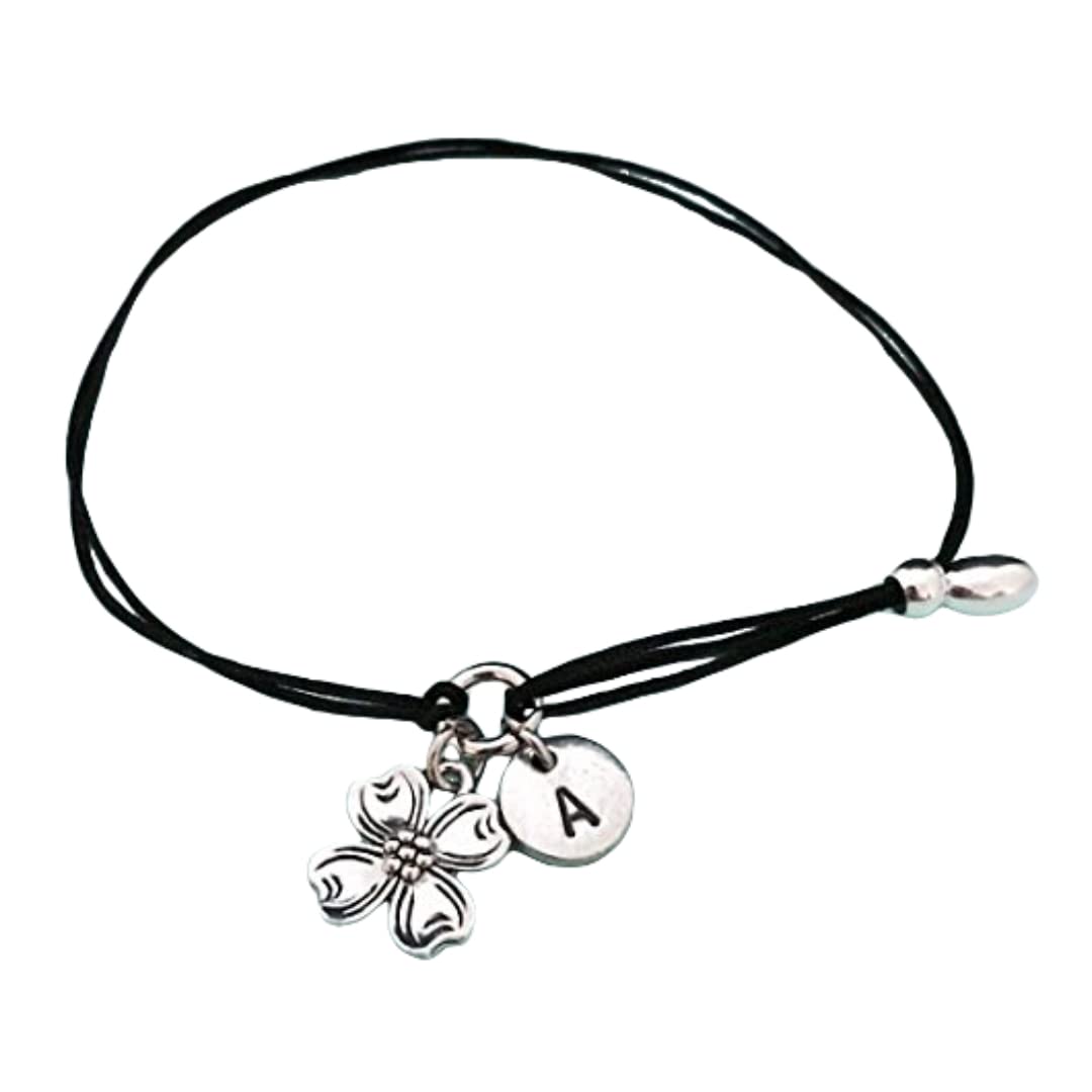 Dogwood flower cord bracelet, dogwood flower charm bracelet