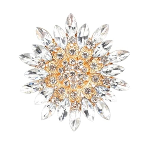 Image of Colorful Rhinestone Crystal Sunflower Brooch Pin for Women Dress Hat Decoration