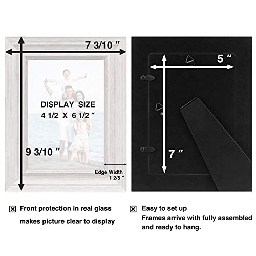 Lavie Home 5X7 Picture Frames (3 Pack, Distressed White Wood Grain) Rustic Photo Frame Set With High Definition Glass For Wall Mount & Table Top Display #TOP2