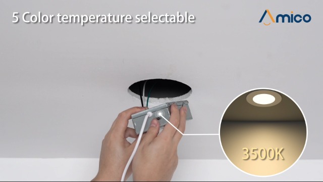 Amico 24 Pack 4 Inch 5CCT Ultra-Thin LED Recessed Ceiling Light with Junction Box, 2700K/3000K/3500K/4000K/5000K Selectable, 10W Eqv 60W, Dimmable Can Light, 800LM High Brightness Downlight - ETL&FCC