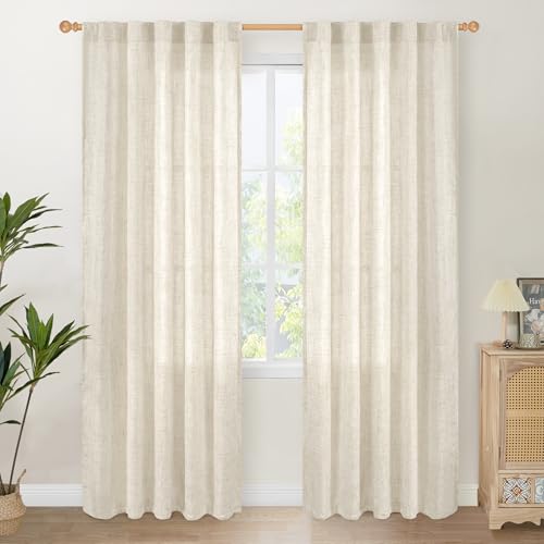 YoungsTex Linen Curtains 42X84 Inch Length for Living Room 2 Panels