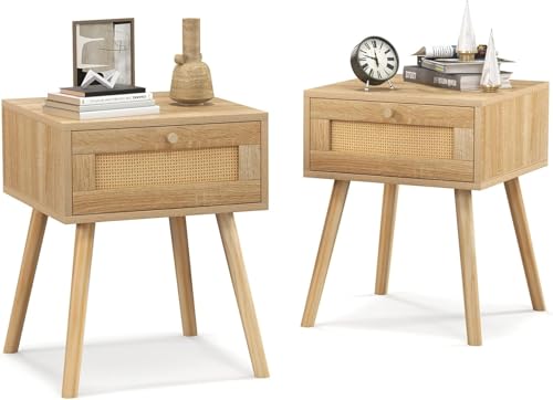 RELAX4LIFE 2er Set Nachttisch mit Schublade, Beistelltisch mit...
