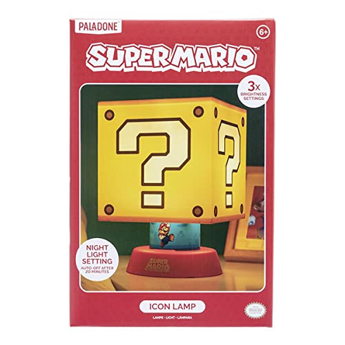 Super Mario Question Block Lamp - Officially Licensed Nintendo Merchandise with Three Brightness Settings and Auto Shut Off, Home or Office Decor, Gift for Mario Bros Fans | Paladone