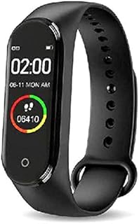 ساعة ذكية رقمية للرجال، علي شكل سوار لمعصم اليد، مزودة بجهاز تتبع اللياقة البدنية ومراقبة معدل ضربات القلب وضغط الدم، أسود