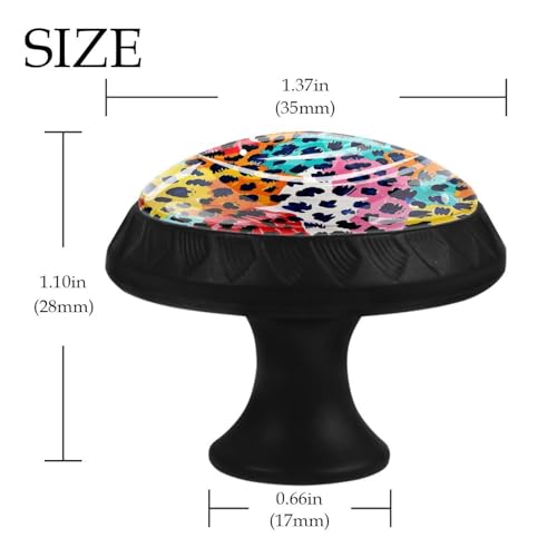 Boutons d'armoire au design léopard coloré de 3,5 cm