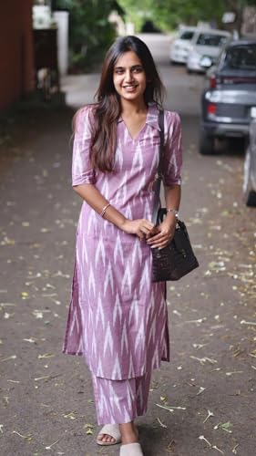 Image of GoSriKi Women's Cotton Ikat Print Kurta Set | Soft Fabric | Stylish Ethnic Suit