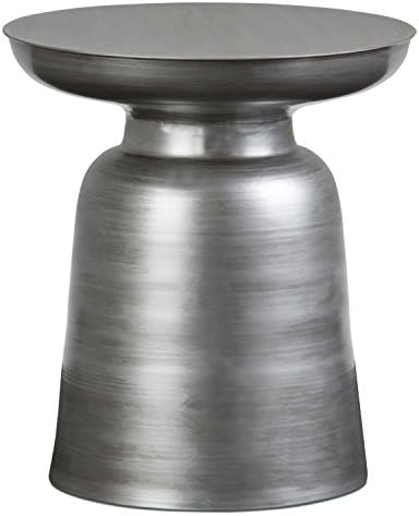 SIMPLIHOME Toby Modern Industrial 17 Inch Wide Metal Accent Side Table in Silver, Fully Assembled, For the Living Room and Bedroom