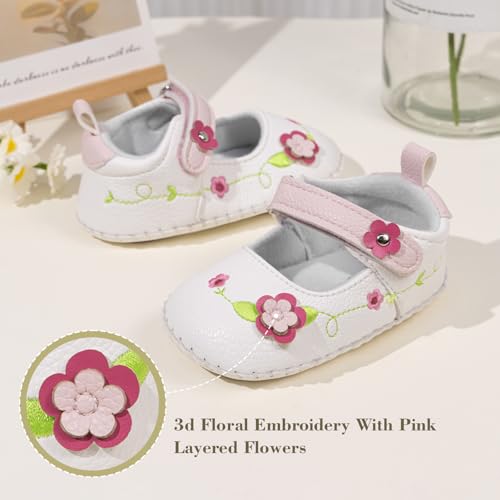 Image of Meckior Infant Baby Girl Sandals Soft Non-Slip Rubber Sole Handmade Princess Wedding Dress Shoes Toddler First Walkers