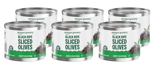 Happy Belly, Sliced Black Ripe Olives, 2.25 Ounce (Pack Of 6)