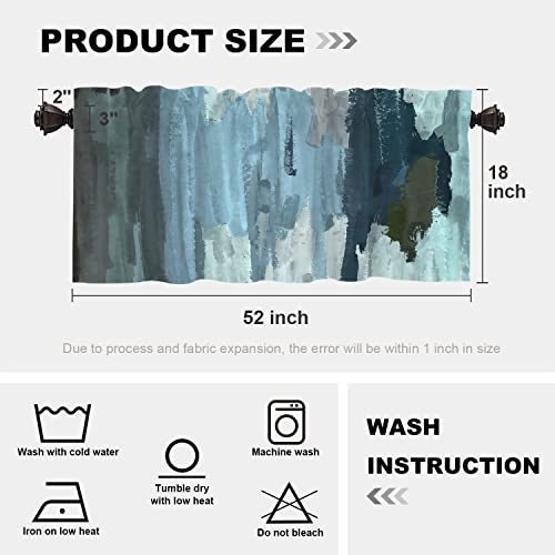 Batmerry Abstract Handmade Oil Painting Window Curtain,Blue Strokes Colorful Texture Window Treatment Kitchen Valances Multilayer Polyester Blackout For Living Room/Bathroom, 2 Pack 52X18 Inches #TOP3