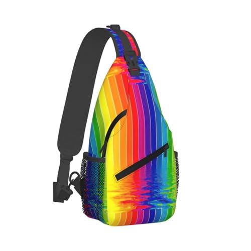 Rainbow Striped Stylish Men'S Messenger Bag - Durable Polyester, Huge Capacity & Adjustable Strap2