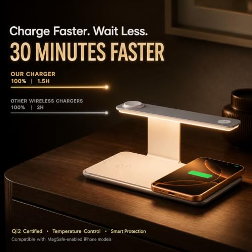 Image of 3 in 1 Qi2 Charging Station for iPhone with Night Light