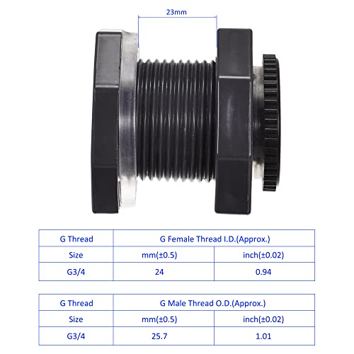 M METERXITY 3 Set PVC Bulkhead Fitting, Threaded Bulkhead Water Tank Connector, with Plug Fitting, Apply to Aquariums - Image 4