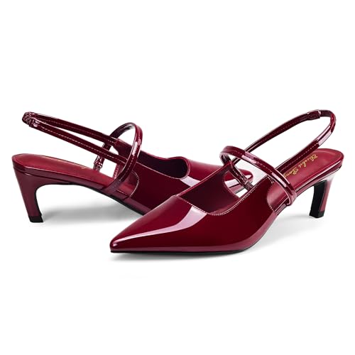 Elisabet Tang Women's Pointed Toe Slingback Kitten Heel Pump Closed Toe Dress Shoes Adjustable Strap Party Pumps Sexy Shoes4