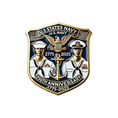250th Anniversary U.S. NAVY Commemorative Pin, Marine Corps Army Military Emblem Lapel Alloy Button Brooches Veteran Collection Gift Jewelry