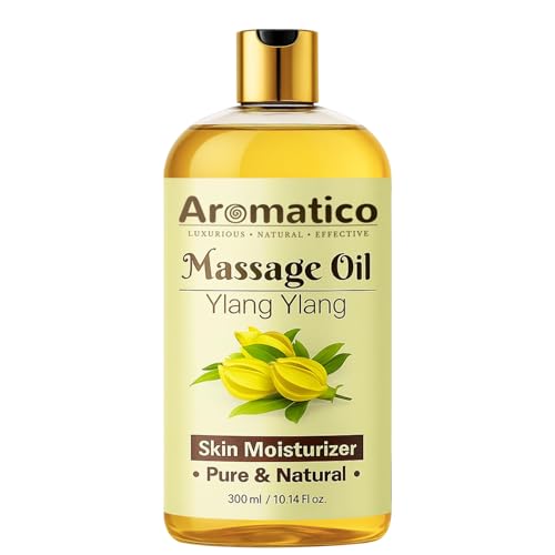 Image of AROMATICO Ylang Ylang Massage Oil. Sunny, Sensual, Floral Fantasy for Date Nights - 300ml. Intimate, Romantic & Arousing Massage Oil for Couples. Non-sticky, 100% Pure & Natural