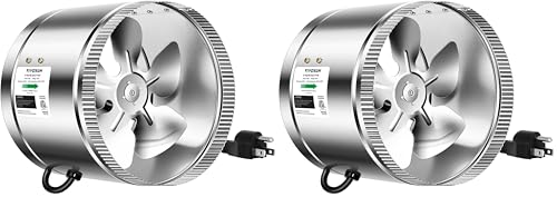 Image of VIVOSUN 8 Inch Inline Duct Fan 420 CFM, HVAC Exhaust Ventilation Fan with Low Noise for Basements, Bathrooms, Kitchens and Attics, Silver (Pack of 2)