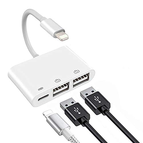 Image of rosyclo Lightning to USB3 Camera Adapter, Apple MFi Certified 3 in 1 USB 2.0 Female Cable OTG Adapter with Charging Port,Compatible with iPhone12 /11 /11Pro /X /8 /7 /6 /iPad,USB Drive,MIDI Keyboard,Mouse