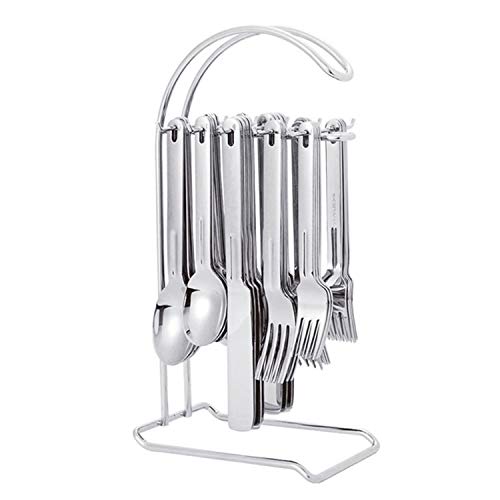 Supreme 20-Piece Stainless Steel Flatware Set with 12" Stand, Service for 4, Include Knives/Forks/Spoons/Teaspoons/Salad Forks/Hanging Stand, Mirror Polished, Dishwasher Safe