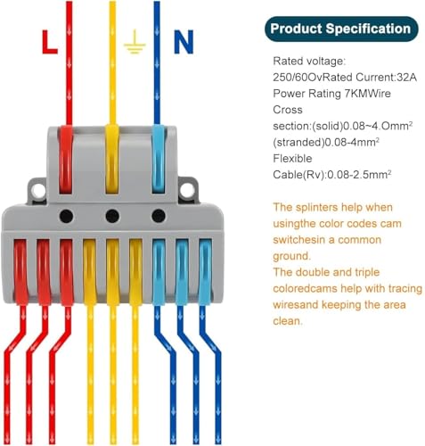Image of ZIVIK 3 in 9 Out Quick Wire Connector, 2 Pcs Push-in Releasable Cable Conductor, Secure & Removable Electrical Connector, Fast Terminal Block Distribution Wire Jointer Cable Conductor Clamp