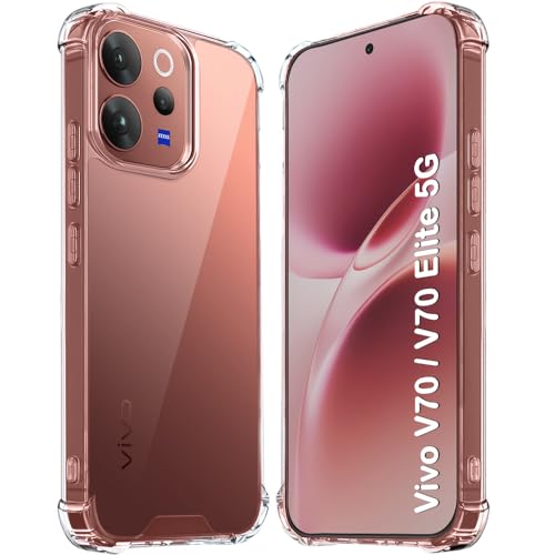 Image of TheGiftKart Crystal Clear Back Cover Case for Vivo V70 / V70 Elite 5G | 360 Degree Protection | Shock Proof Design | Transparent Back Cover Case for Vivo V70 / V70 Elite (PC & TPU, Transparent Bumper)