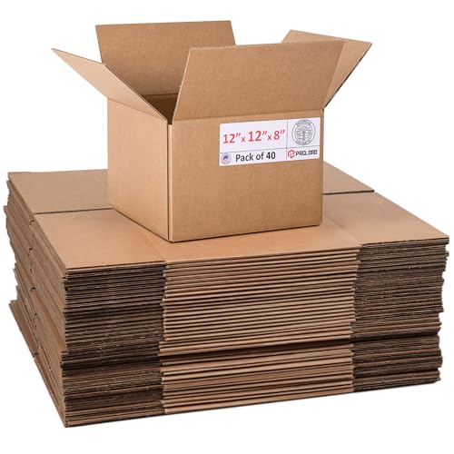 Image of Medium Cardboard Boxes 12 inchL x 12 inchW x 8 inchH (Pack of 40) - USA-Made Packing Boxes for Moving, Shipping, or Storage - USPS, UPS, FedEx Approved - Professional Packing Supplies for Moving
