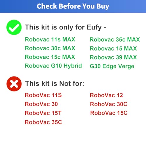 Image of 21 Pack Replacement Parts for Eufy RoboVac 11S Max, 15C, 30C, 35c, 15t, 39 Series G10 G20 G30 G32 Edge Verge Hybrid Accessory Vacuum Cleaner Filters, Side Brushes, Roller Brushes