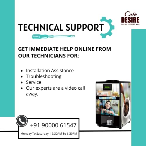 Cafe DESIRE I DRINK SUCCESS Tea Coffee Machine - 2Lane | Advanced Robust Fully Automatic Coffee Vending Machine | For Offices, Shops and Smart Homes | Make 2 Varieties of Coffee Tea with Premix