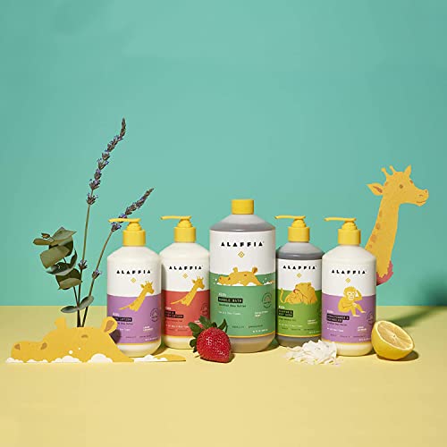 Alaffia Babies And Kids Bubble Bath, Gentle Bath Essentials For Delicate Skin, Plant Based Formula, Paraben & Sulfate Free, Vegan, Long-Lasting Bubbles, Coconut Strawberry, 2 Pack – 16 Fl Oz Ea #TOP6