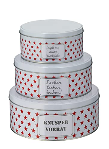 Spetebo Lot de 3 boîtes à biscuits rondes en métal - Motif : stock de croustillant - Pour biscuits de Noël