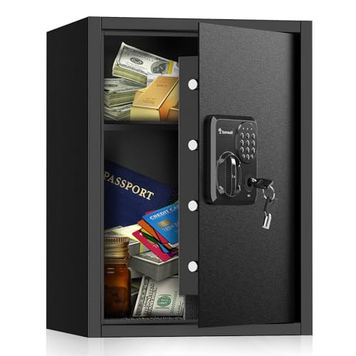 Bonsaii Large Safe Box 1.8 Cubic Feet with Digital Lock, Steel Security Safe Box with Removable Shelf for Home, Office, Cash, Valuables, Jewelry, 14.2' x 12.99' x 19.7'