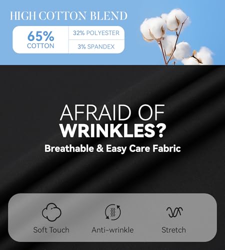 Esabel.C Womens Dress Shirts Cotton Long Sleeve Regular Fit Stretch Button Down Blouse3