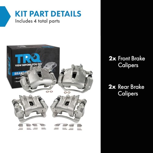 Image of TRQ Front and Rear Brake Caliper Set Zinc Coated Brackets Hardware Compatible with 2009-2012 Hyundai Elantra