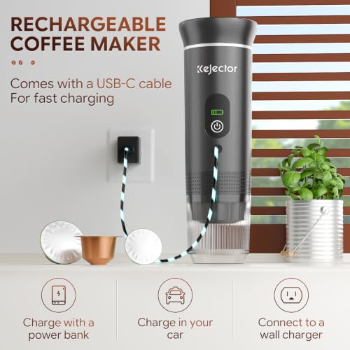 Image of Portable Coffee Maker Espresso Machine Cafetera Portatil Personal Rechargeable Coffee Maker Small for Travel Camping usb-c Battery Espresso Maker, 3-IN-1 Compatible with Ground Coffee & NS Capsule