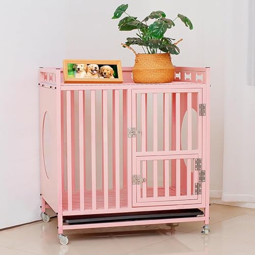 OIFAODAO Jaulas para Perros， Jaula for Perros Estilo Muebles, Jaula for de Alta Resistencia con Ruedas, Mesa Auxiliar, casa for, óxido Interior, for, for(95cm)