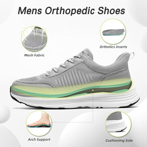 OrthoComfoot Men's Orthopedic Fashion Sneakers with Arch Support: Casual Plantar Fasciitis Walking Shoes for Flat Feet, Comfortable Orthotic Outdoor Shoes for Foot and Heel Pain Relief3