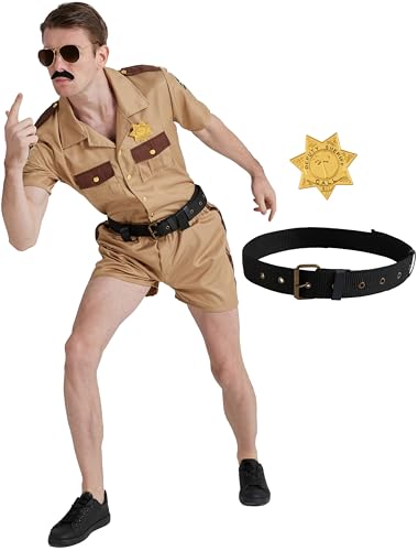 Maxim Party Supplies Men's Lieutenant Police Officer Costume - 4-Piece with Badge & Belt - Deputy Sheriff Outfit (Medium)