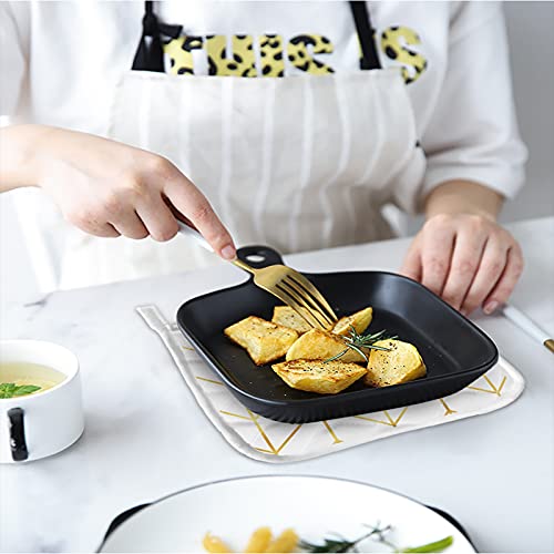 Kitchen Oven Gloves Geometric Abstract Stripes Oven Mitts Pot Holder Set Golden Chevron Hot Pad Sets for Kitchen BBQ Cooking Baking Grilling Heat Resistance Non-Slip, 12x6 inch+8x8 inch