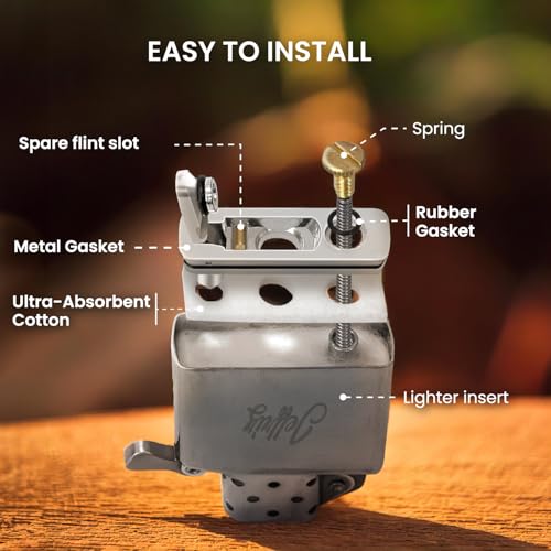 Lighter Gasket Seal Insert | Heavy-Duty Metal Alloy Anti-Evaporation Cap | Jeffriz Cotton Rubber Replacement Repair Kit for Refillable Fuel Fluid – Silver Custom Gift Accessory