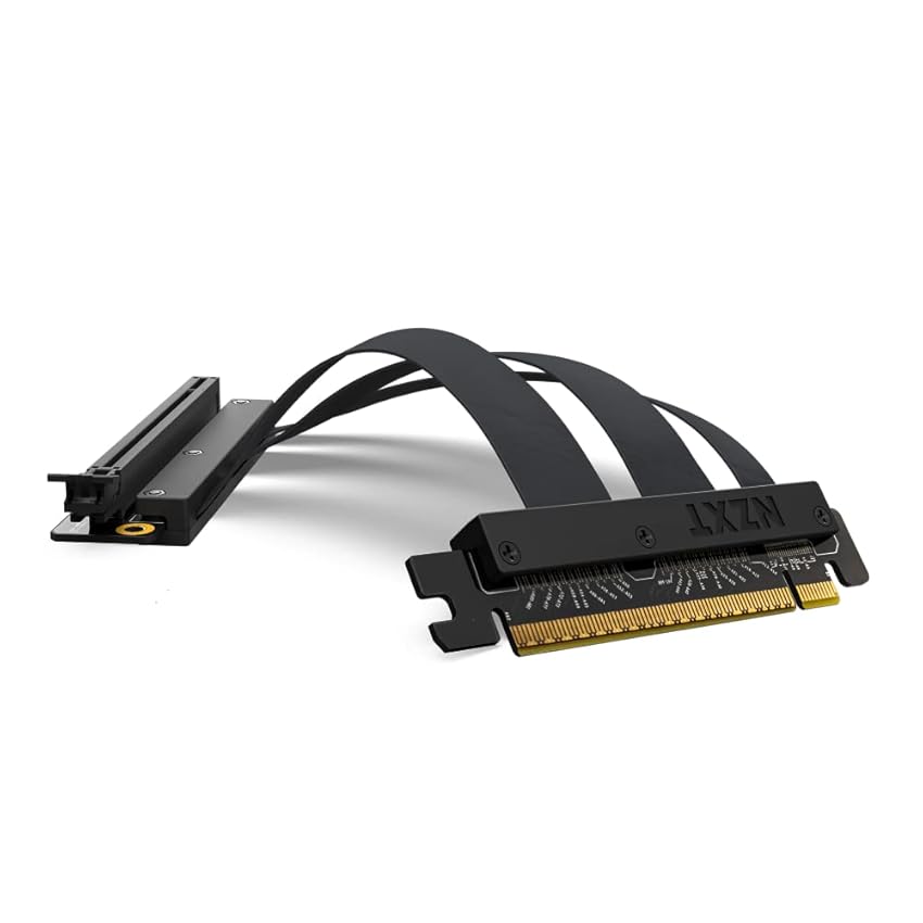 NZXT PCIe 4.0x16 Riser Cable - AB-RC200-B1 - Cavo riser flessibile e schermato - Prestazioni ad alta velocità - Lunghezza 200 mm