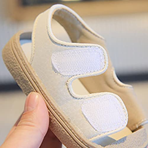 Toddler Girls Water Sandals Summer New Soft Bottom Non Slip Solid Color Children's Fashion Casual Beach Sandals (White, 5.5 Infant)4