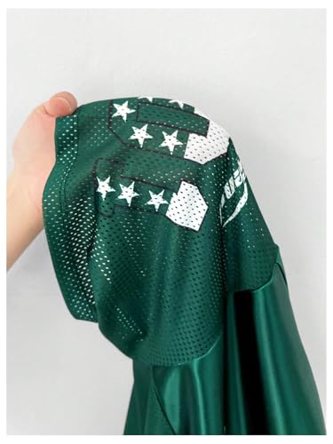 WDIRARA Women's Plus Size Football Jersey Shirts Oversized T Shirt Graphic Letter Print V Neck Short Sleeve Streetwear Top