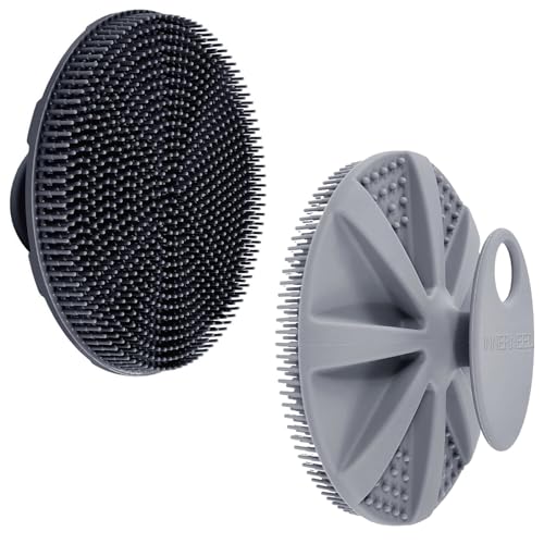 INNERNEED Food-Grade Soft Silicone Body Scrubber Shower Brush Gray | Handheld Cleansing Skin Brush Gentle Exfoliating and Lather Well Hygienic Bath Scrub for Women Men product thumbnail 10
